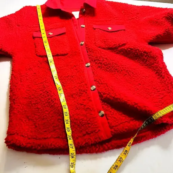 Thread & Supply Wubby Button Up Shacket Jacket Size M Medium Red - Picture 8 of 9